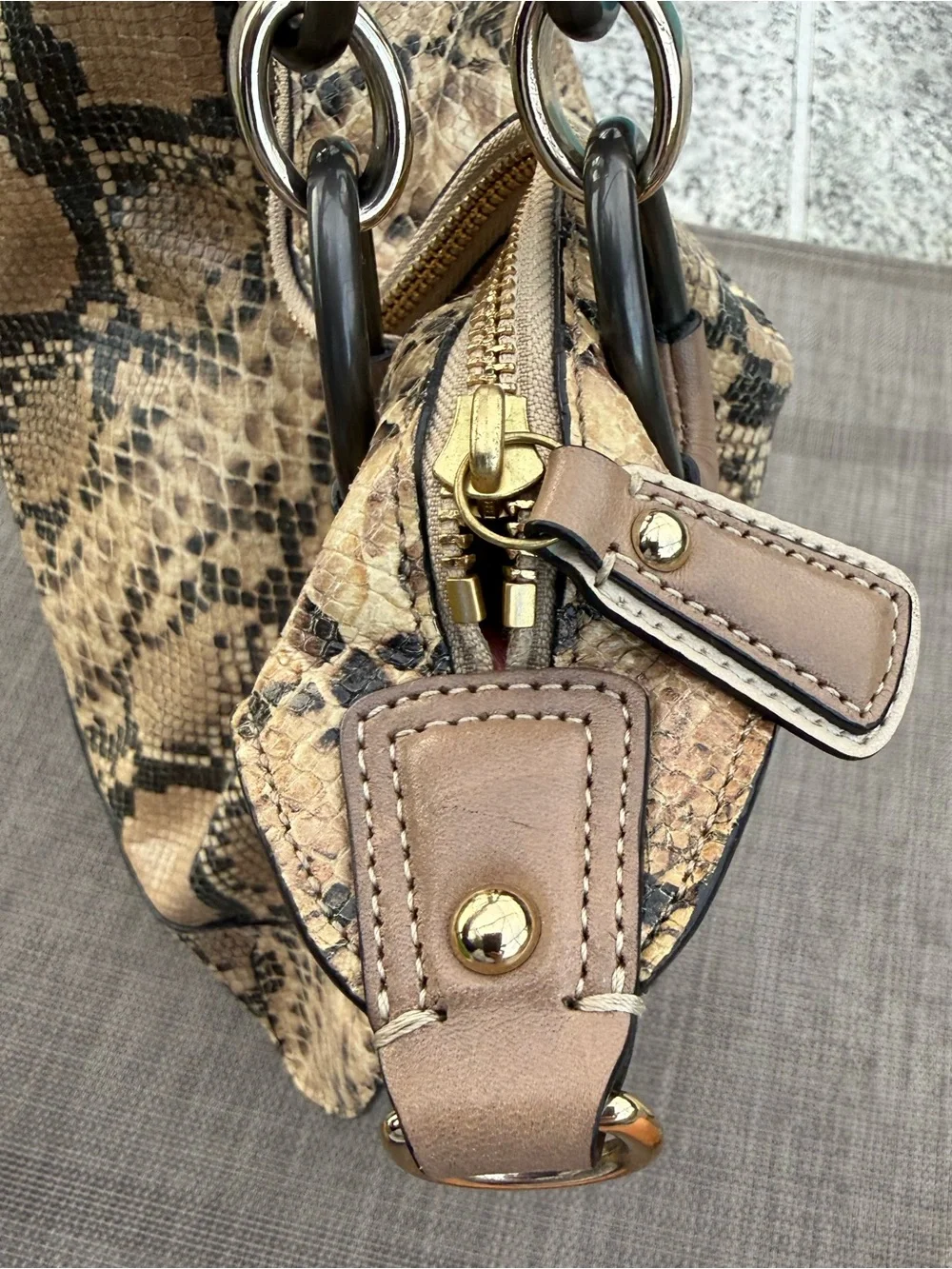 COACH Pinnacle Embossed Python Leather Satchel Shoulder Bag EUC bag see details